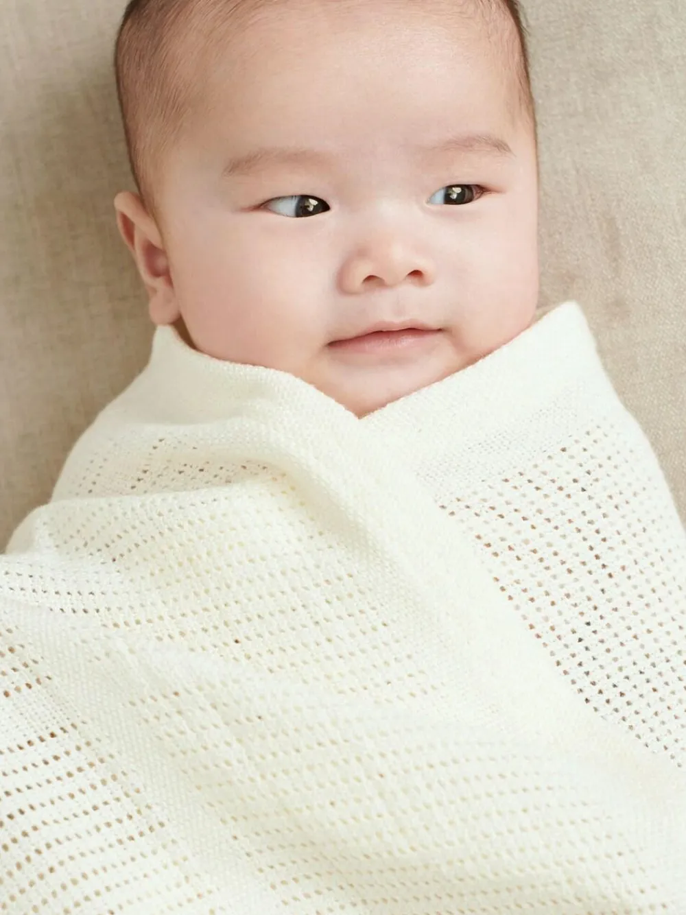 Mori White Blend Cellular Baby Blanket^ Cushions & Throws|Unisex