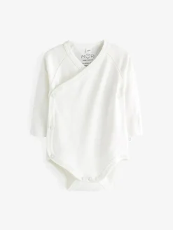 Sale Mori Long Sleeve Supersoft Kimono Bodysuit White