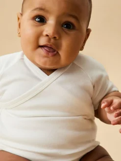 Discount Mori White Short Sleeve Supersoft Kimono Bodysuit