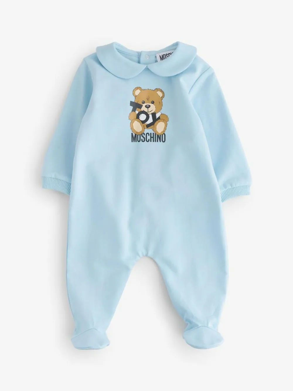 Online Moschino Baby Logo Sleepsuit, Hat & Bib Giftset With Giftbox Blue