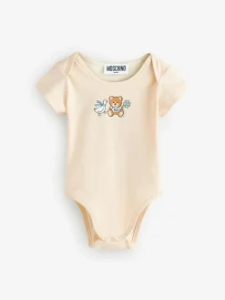 Outlet Moschino Natural Baby Logo Bodysuits 2 Pack With Giftbox