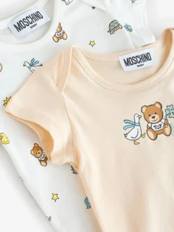 Outlet Moschino Natural Baby Logo Bodysuits 2 Pack With Giftbox