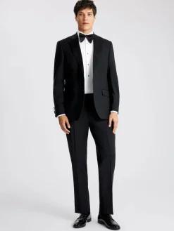 MOSS Black Regular Fit Notch Lapel Tuxedo Jacket