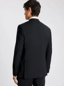 MOSS Black Regular Fit Notch Lapel Tuxedo Jacket