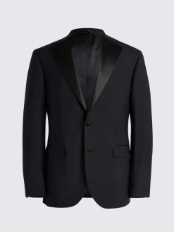 MOSS Black Regular Fit Notch Lapel Tuxedo Jacket