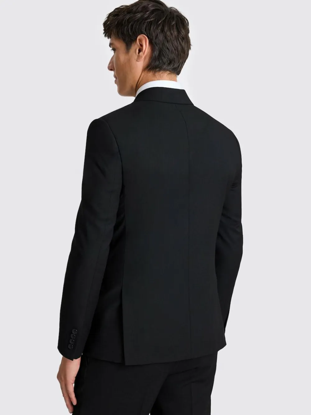 MOSS Slim Double Breasted Stretch Suit Jacket Black