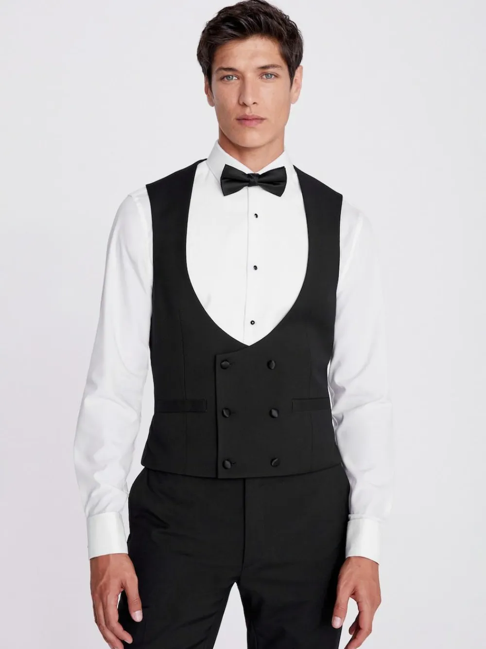 Online MOSS Black Slim Tuxedo Suit Waistcoat