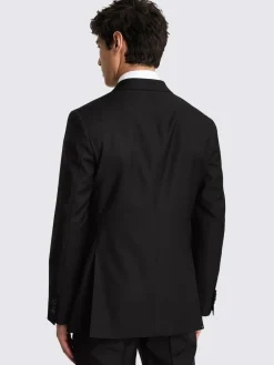 MOSS Black Tailored Double Breasted Twill Italian Suit Jacket^ Black Suits