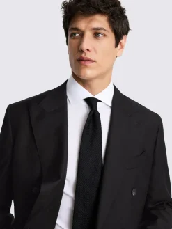 MOSS Black Tailored Double Breasted Twill Italian Suit Jacket^ Black Suits