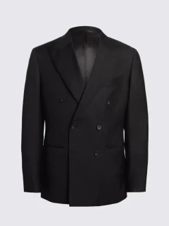 MOSS Black Tailored Double Breasted Twill Italian Suit Jacket^ Black Suits