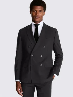 Discount MOSS Tailored Fit Performance Double Breasted Suit Jacket Black
