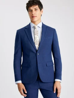 MOSS Blue Slim Slub Suit Jacket^ Blue Suits|Suits & Tuxedos