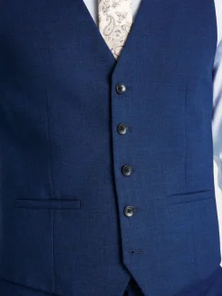 New MOSS Blue Slim Slub Suit Waistcoat