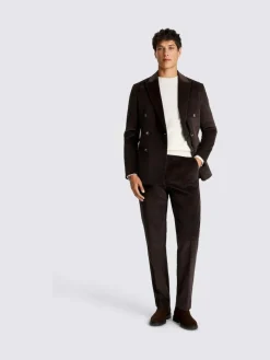 MOSS Dark Brown Tailored Double Breasted Corduroy Suit Jacket^ Black Suits