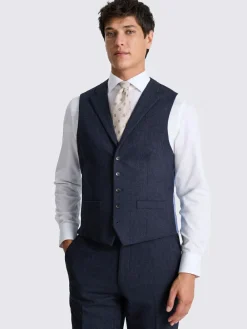 Best MOSS Tailored Herringbone Suit Waistcoat Ink