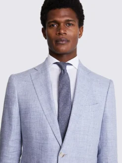 MOSS Light Blue Tailored Fit Linen Jacket^ Blue Suits