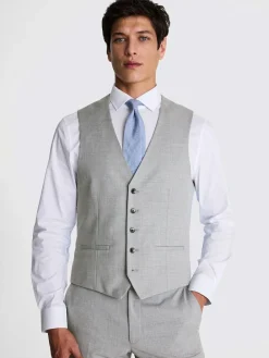 MOSS Slim Regular Fit Stretch Suit Waistcoat Light Grey