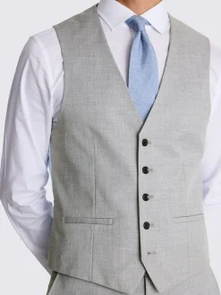 MOSS Slim Regular Fit Stretch Suit Waistcoat Light Grey