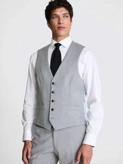 Online MOSS Tailored Regular Fit Stretch Suit Waistcoat Light Grey