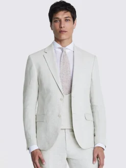 MOSS Natural Slim Fit Puppy Tooth Linen Suit Jacket^ Grey Suits