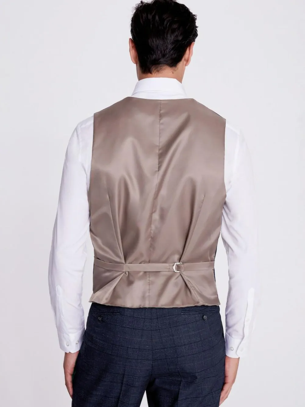 MOSS Navy Black Check Regular Fit Suit Waistcoat^ Vests