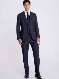 Best MOSS Navy Black Check Regular Fit Suit Jacket