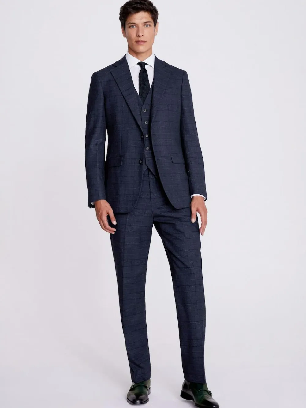 Best MOSS Navy Black Check Regular Fit Suit Jacket