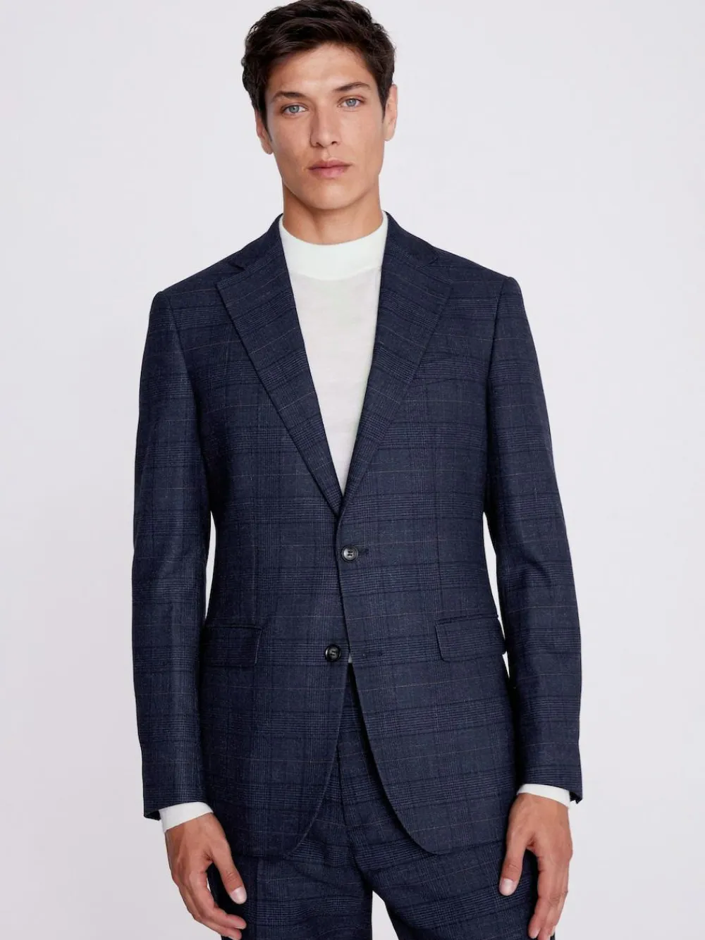 Best MOSS Navy Black Check Regular Fit Suit Jacket