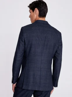 Best MOSS Navy Black Check Regular Fit Suit Jacket