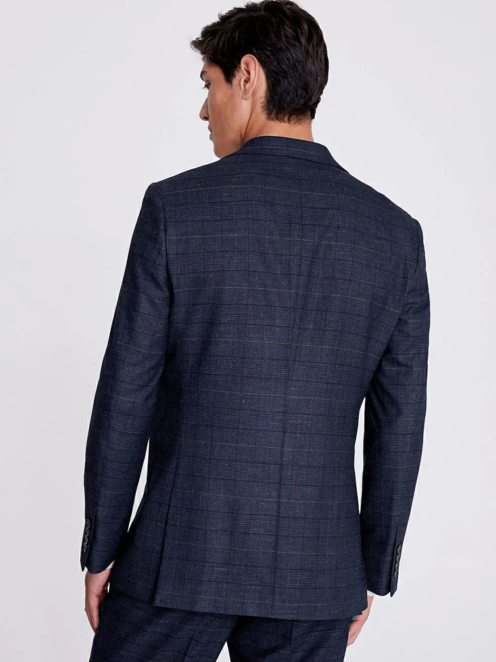 Best MOSS Navy Black Check Regular Fit Suit Jacket