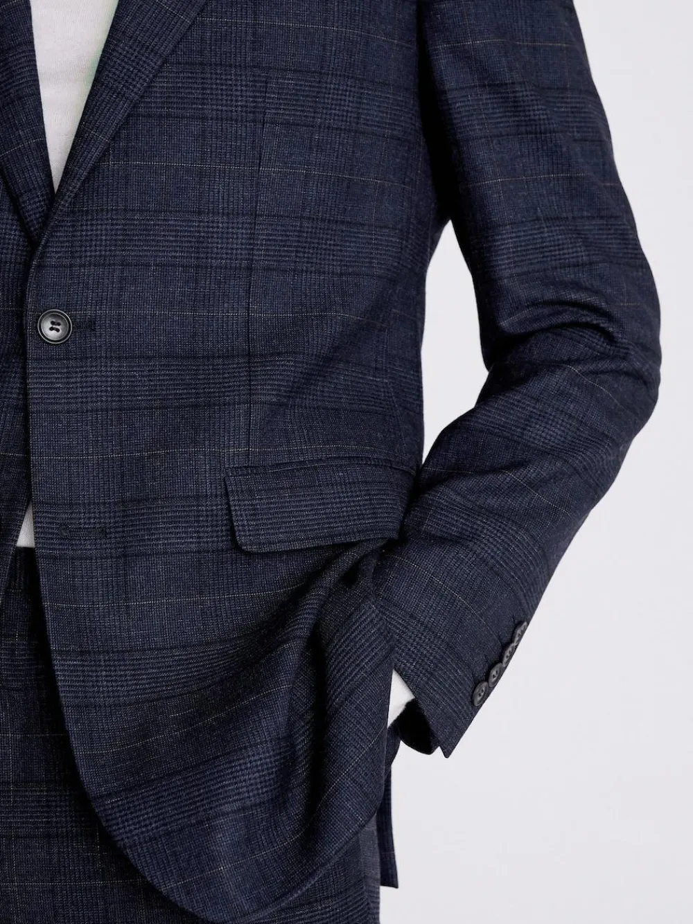 Best MOSS Navy Black Check Regular Fit Suit Jacket