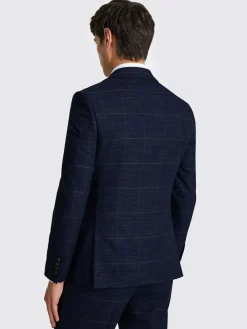 MOSS Navy Black Check Slim Regular Fit Suit Jacket^ Blue Suits