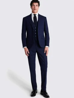 MOSS Navy Check Slim Suit Jacket^ Blue Suits