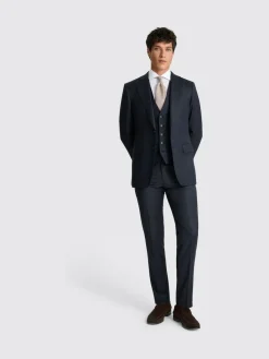 MOSS Navy Check Tailored Performance Suit Jacket^ Blue Suits