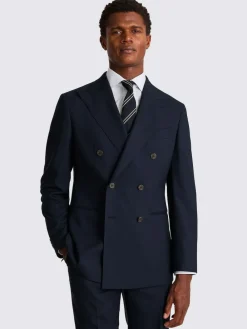 Sale MOSS Navy Tailored Double Breasted Italian Suit Jacket