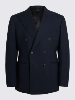 Sale MOSS Navy Tailored Double Breasted Italian Suit Jacket