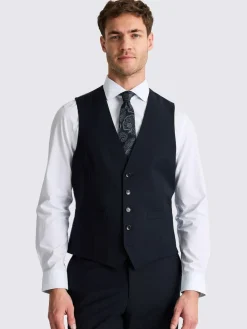 MOSS Navy Tailored Performance Suit Waistcoat^ Vests
