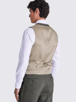 Hot MOSS Tailored Herringbone Suit Waistcoat Olive