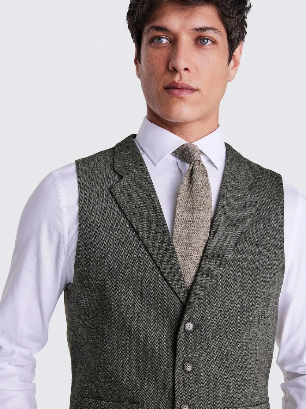 Hot MOSS Tailored Herringbone Suit Waistcoat Olive