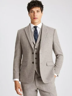 Discount MOSS Slim Donegal Tweed Suit Jacket Stone