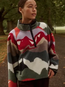 Next Active Printed Borg Jacket Mountain Print