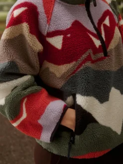 Next Active Printed Borg Jacket Mountain Print