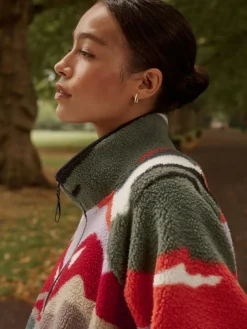 Next Active Printed Borg Jacket Mountain Print