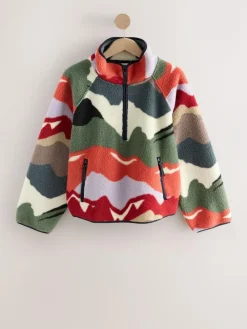 Next Active Printed Borg Jacket Mountain Print