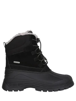 Discount Mountain Warehouse Black Sledge Waterproof Borg Line Snow Boots