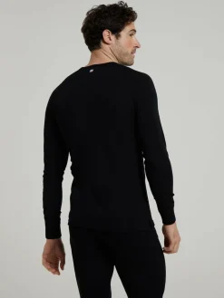 Mountain Warehouse Merino Mens Round Neck Thermal Top Black