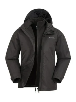 Mountain Warehouse Black Mens Fell 3-In-1 Water Resistant Jacket^ Coats & Jackets|Coats & Jackets