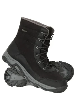 Hot Mountain Warehouse Black Fleece Lined Snow Mens Boots