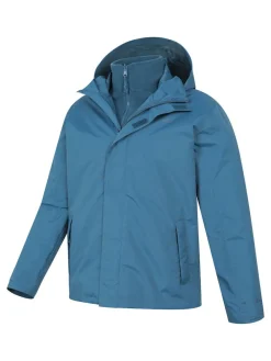 Clearance Mountain Warehouse Blue Marl Mens Fell 3-In-1 Water Resistant Jacket