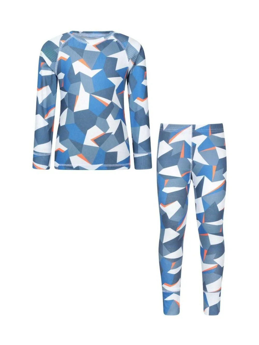 Mountain Warehouse Blue Talus Printed Baselayer-Top & Pants Set^BOY Nightwear|Thermals